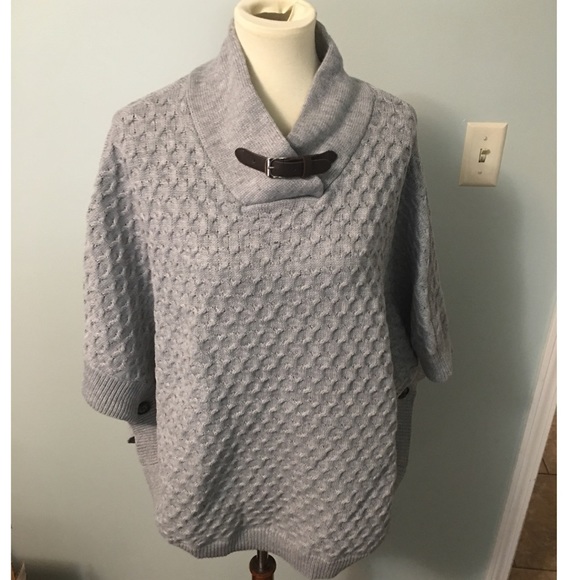 Women’s Grey Sweater Poncho - Picture 1 of 5